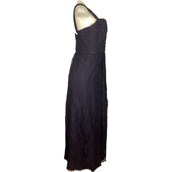 Amsale 12 Purple Raisin Lace Lined Sweetheart Neckline Zip Back Lace Straps Gown - Picture 3 of 6